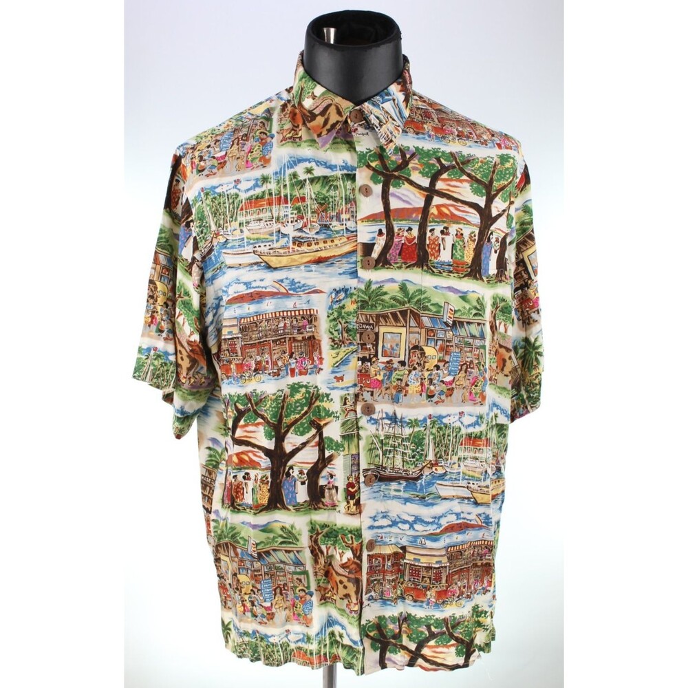 Guy Buffet By Reyn Spooner Men's Vintage Hawaiian Shirt Size Large Green